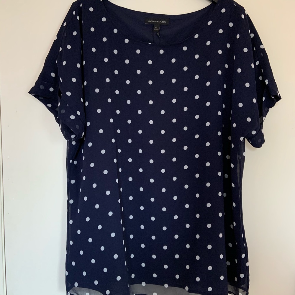 NWT Banana Republic Navy Polka Dot Shirt